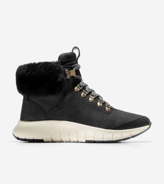 W29763:BLACK NUBUCK/SHEARLING/IVORY WP